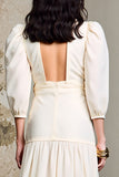 Ivory V-Neck Long Sleeves Wedding Guest Dress