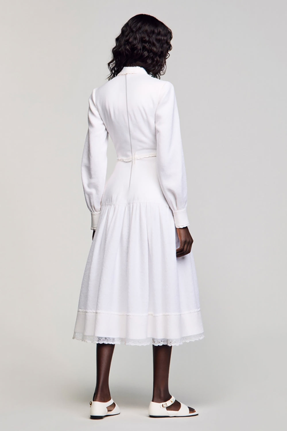 White A Line Long Sleeves Wedding Guest Dress