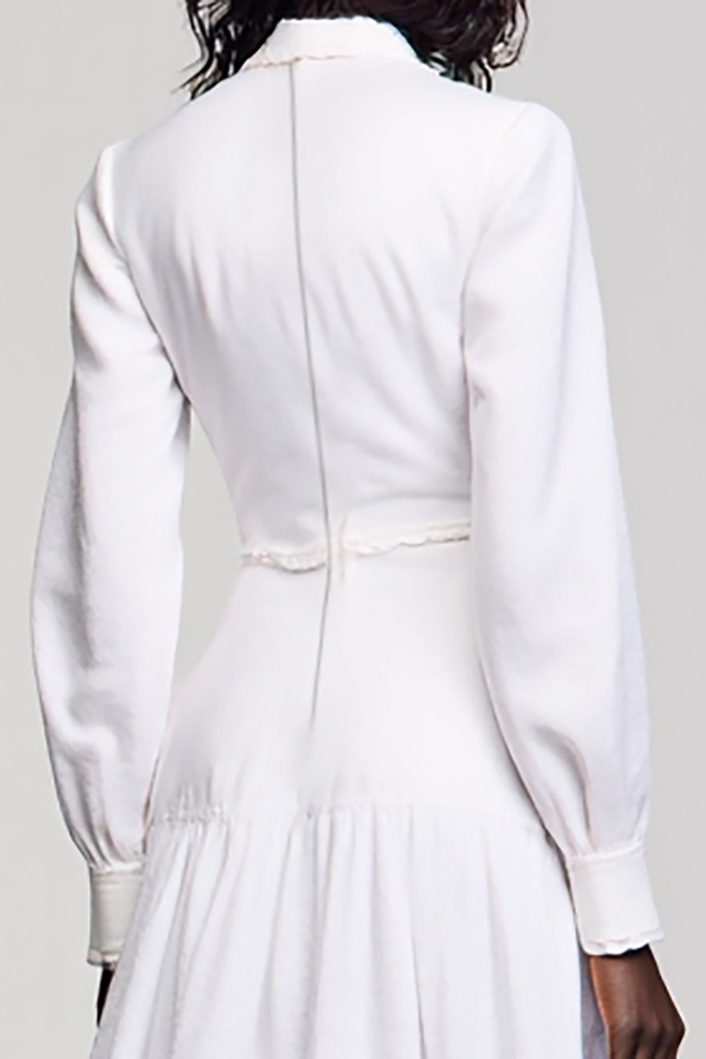 White A Line Long Sleeves Wedding Guest Dress