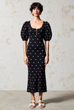 Black Sheath Polka Dot Wedding Guest Dress