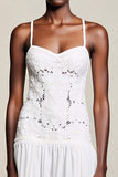 White A Line Midi Wedding Guest Dress with Lace