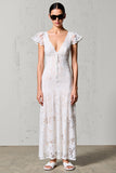 Lace White V-Neck Sheath Wedding Guest Dress