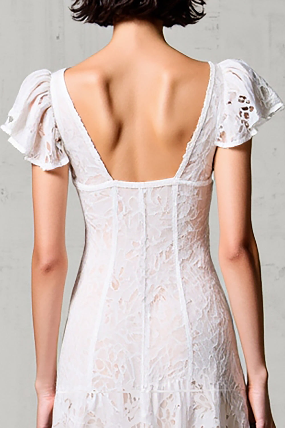 Lace White V-Neck Sheath Wedding Guest Dress