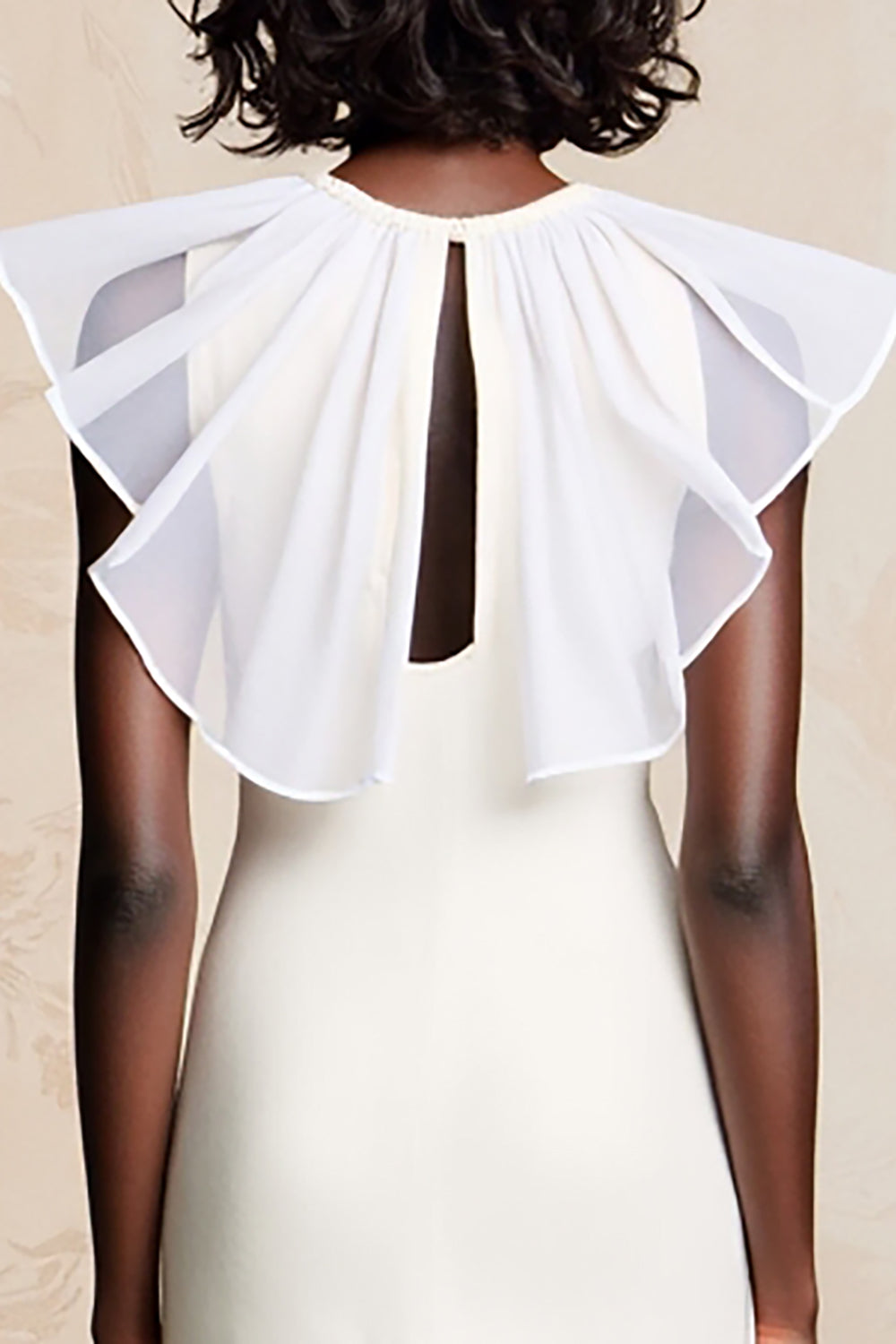 White Tulle Ruffled Long Wedding Guest Dress