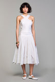 White A Line Midi Wedding Guest Dress