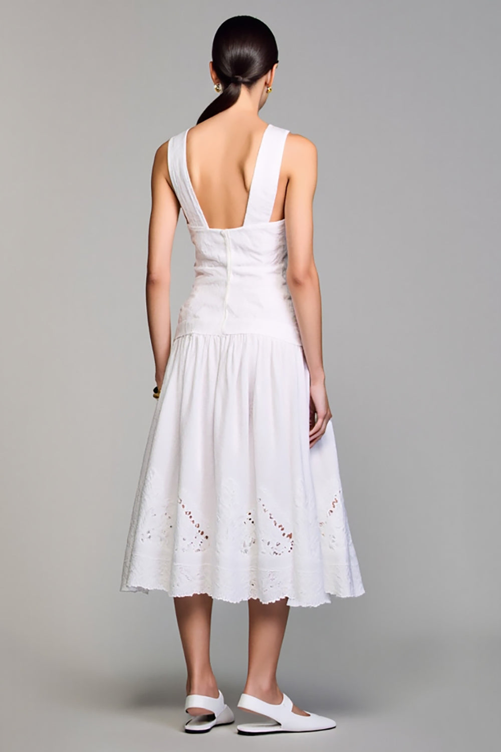 White A Line Midi Wedding Guest Dress