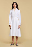 White A LIne Cllar Neck Long Wedding Guest Dress with Sleeves