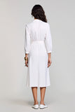 White A LIne Cllar Neck Long Wedding Guest Dress with Sleeves