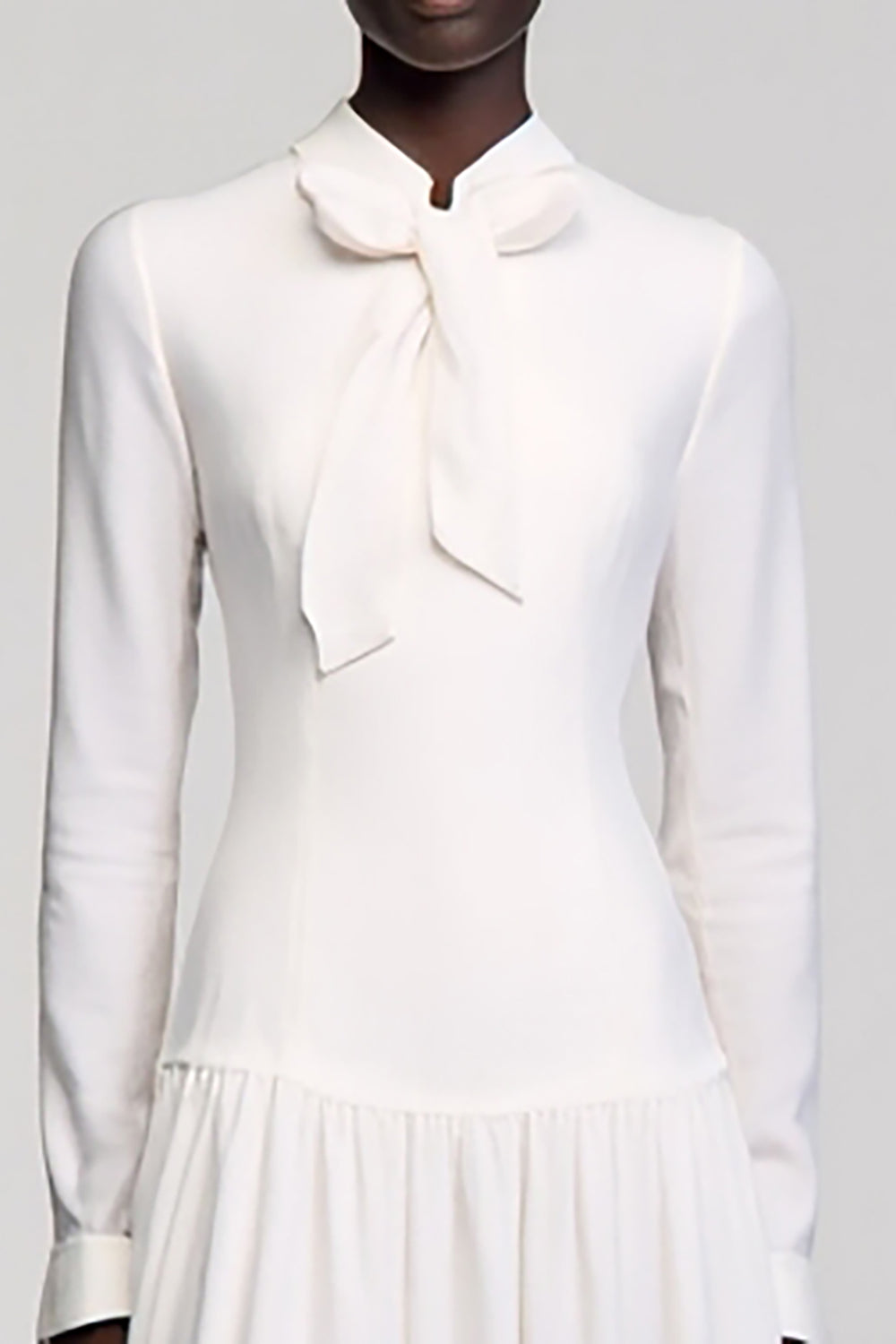 Ivory A Line Ruffled Wedding Guest Dress with Sleeves