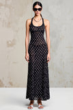 Black Chiffon Polka Dot Wedding Guest Dress