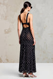 Black Chiffon Polka Dot Wedding Guest Dress