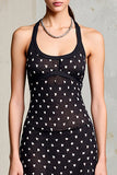 Black Chiffon Polka Dot Wedding Guest Dress