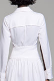 Lapel A Line White Long Wedding Guest Dress With Bow