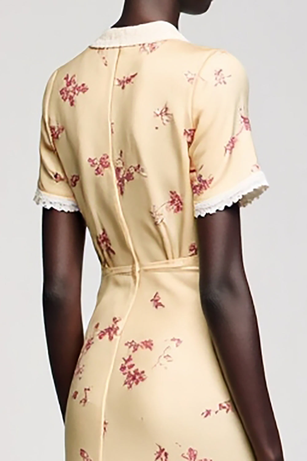 Apricot Printed Notched Lapel Midi Wedding Guest Dress