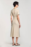 Simple Apricot Sheath Two Piece Wedding Guest Dress