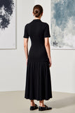 Single Breasted Lapel Midi Black Wedding Guest Dress