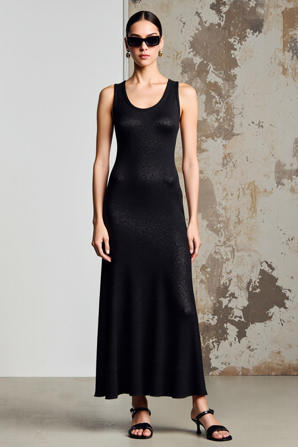 Simple A Line Black Long Wedding Guest Dress