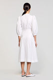 A Line White Midi Wedding Guest Dress With Bow