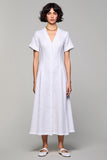 Simple A Line V Neck Long White Wedding Guest Dress