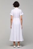 Simple A Line V Neck Long White Wedding Guest Dress