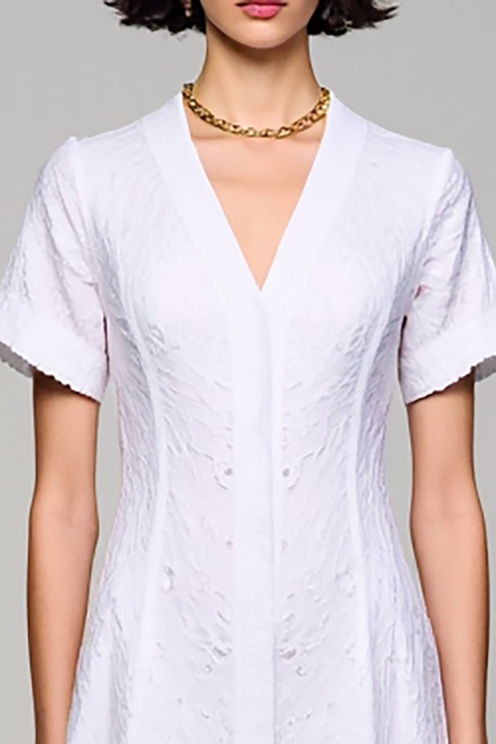 Simple A Line V Neck Long White Wedding Guest Dress