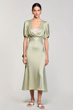 Cowl Neck A Line Satin Wedding Guest Dress