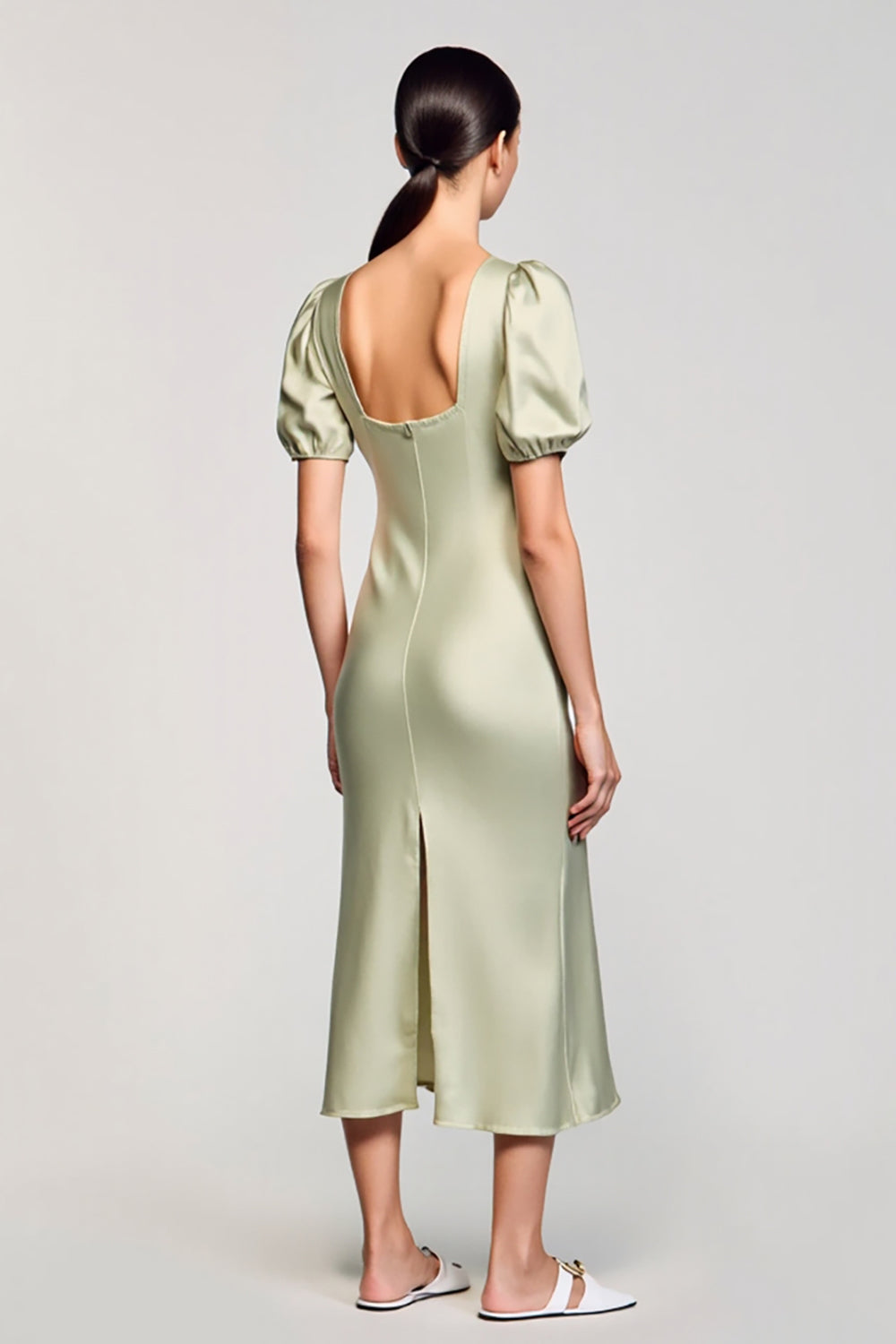 Cowl Neck A Line Satin Wedding Guest Dress