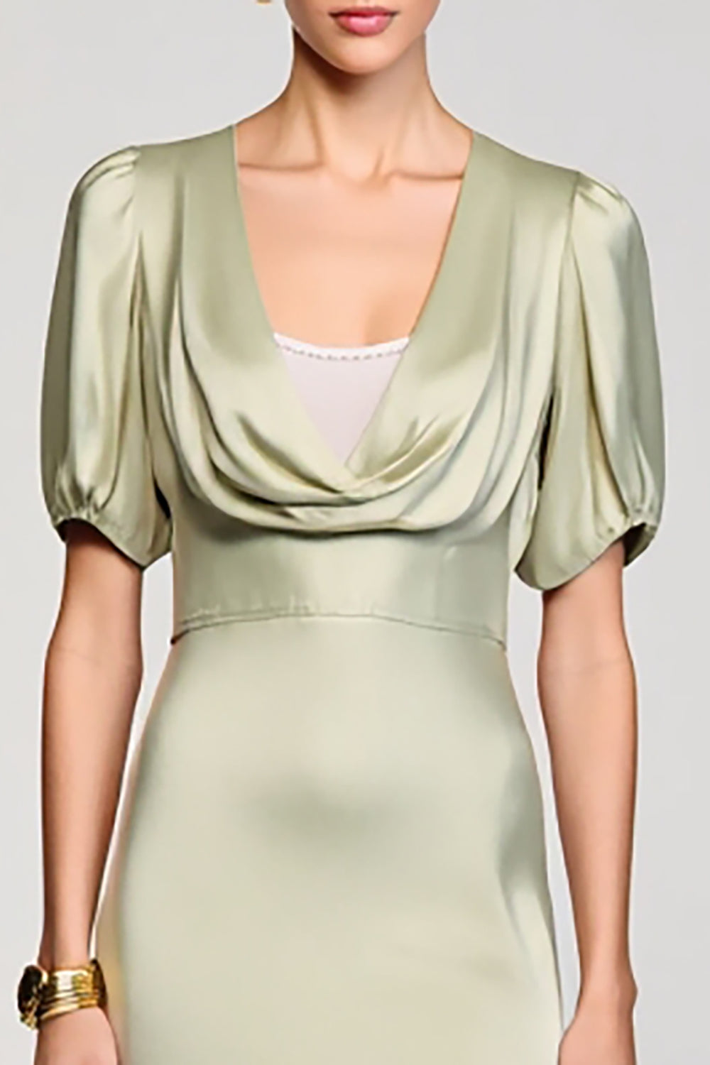 Cowl Neck A Line Satin Wedding Guest Dress