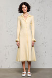 Lapel Long Sleeve Apricot Wedding Guest Dress