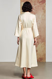 A Line Ivory V Neck Long Wedding Guest Dress With Bow