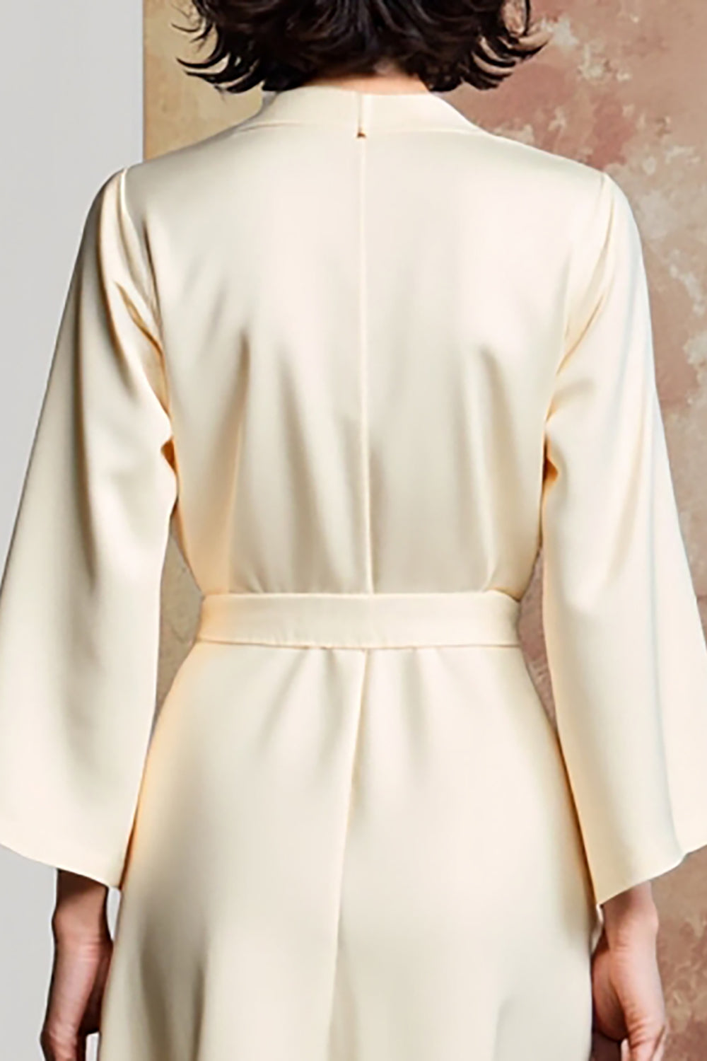 A Line Ivory V Neck Long Wedding Guest Dress With Bow