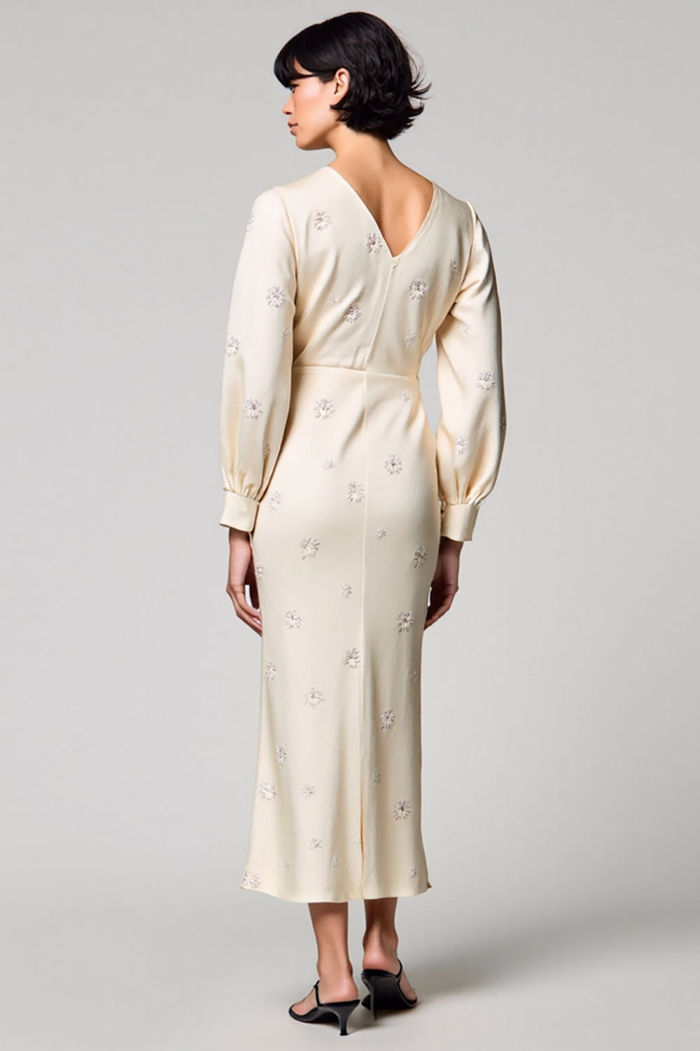 Boat Neck Ivory Printed Sheath Wedding Guest Dress