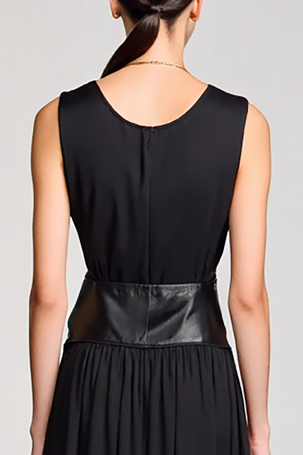 Black Simple Round Neck Long Wedding Guest Dress