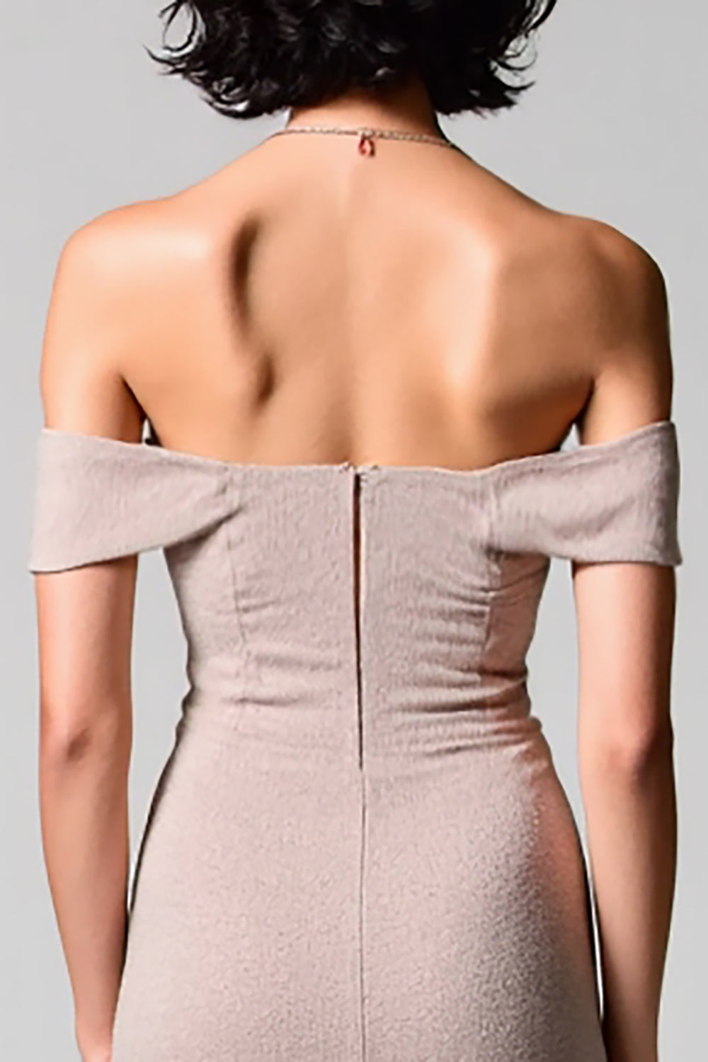 Simple Fog Off the Shoulder Midi Wedding Guest Dress