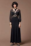 Black Lace A Line Wedding Guest Dress