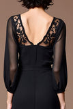 Black Lace A Line Wedding Guest Dress