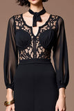Black Lace A Line Wedding Guest Dress