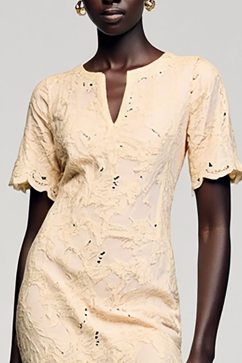 Lace Sheath Apricot Wedding Guest Dress