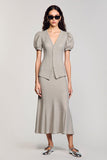 Jersey V Neck Grey Wedding Guest Dress