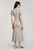 Jersey V Neck Grey Wedding Guest Dress