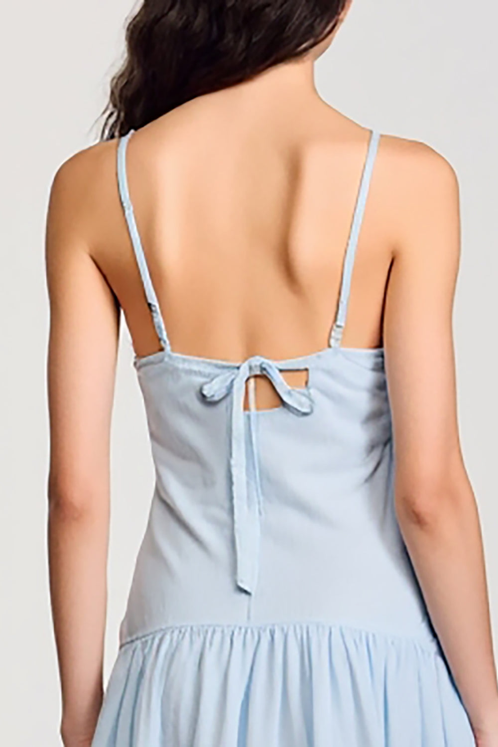 Chiffon Blue Spaghetti Straps A Line Wedding Guest Dress