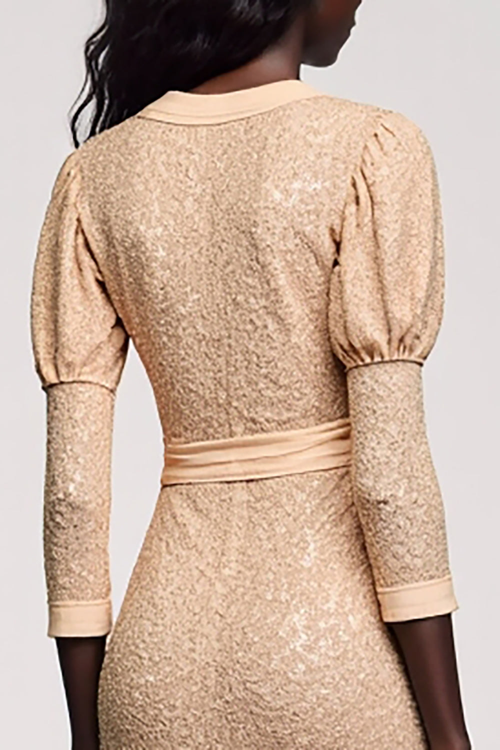 Jacquard Apricot V Neck Sheath Wedding Guest Dress