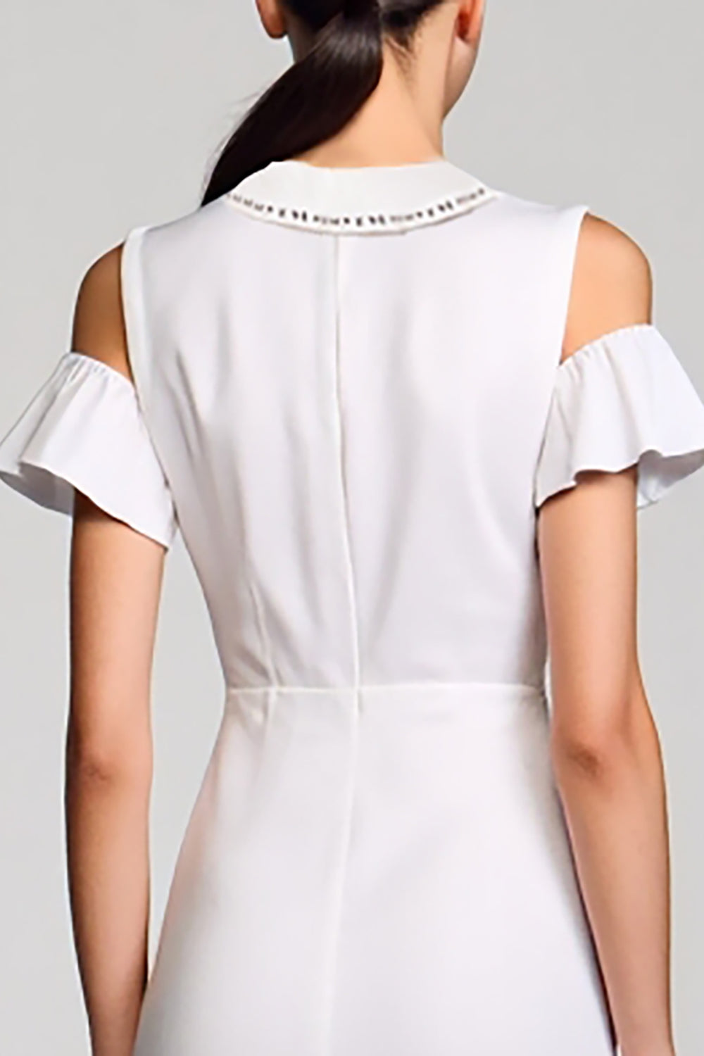 Off the Shoulder Cotton White A Line Wedding Guest Dress