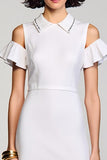 Off the Shoulder Cotton White A Line Wedding Guest Dress