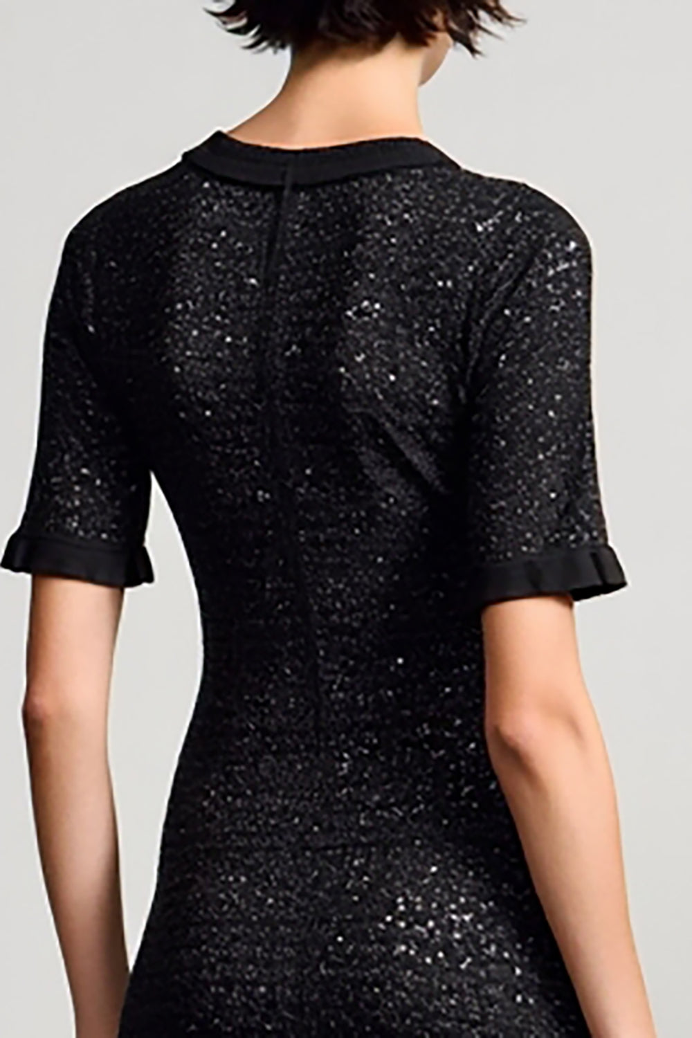 Black Jersey Round Neck Sheath Wedding Guest Dress