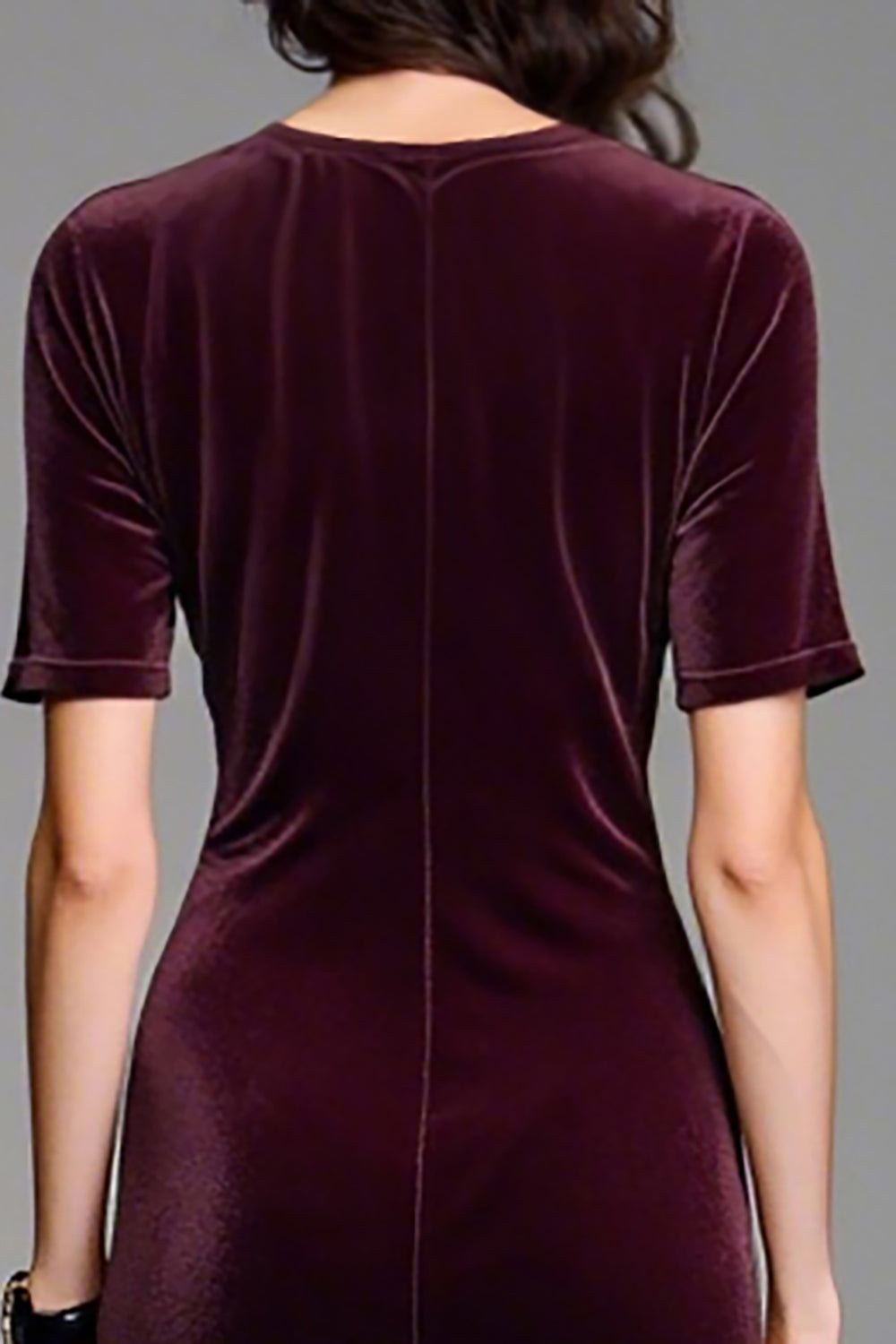 Burgundy Velvet Square Neck Wedding Guest Dress