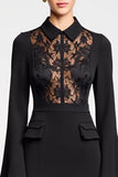 Lace Chiffon Black Sheah Wedding Guest Dress
