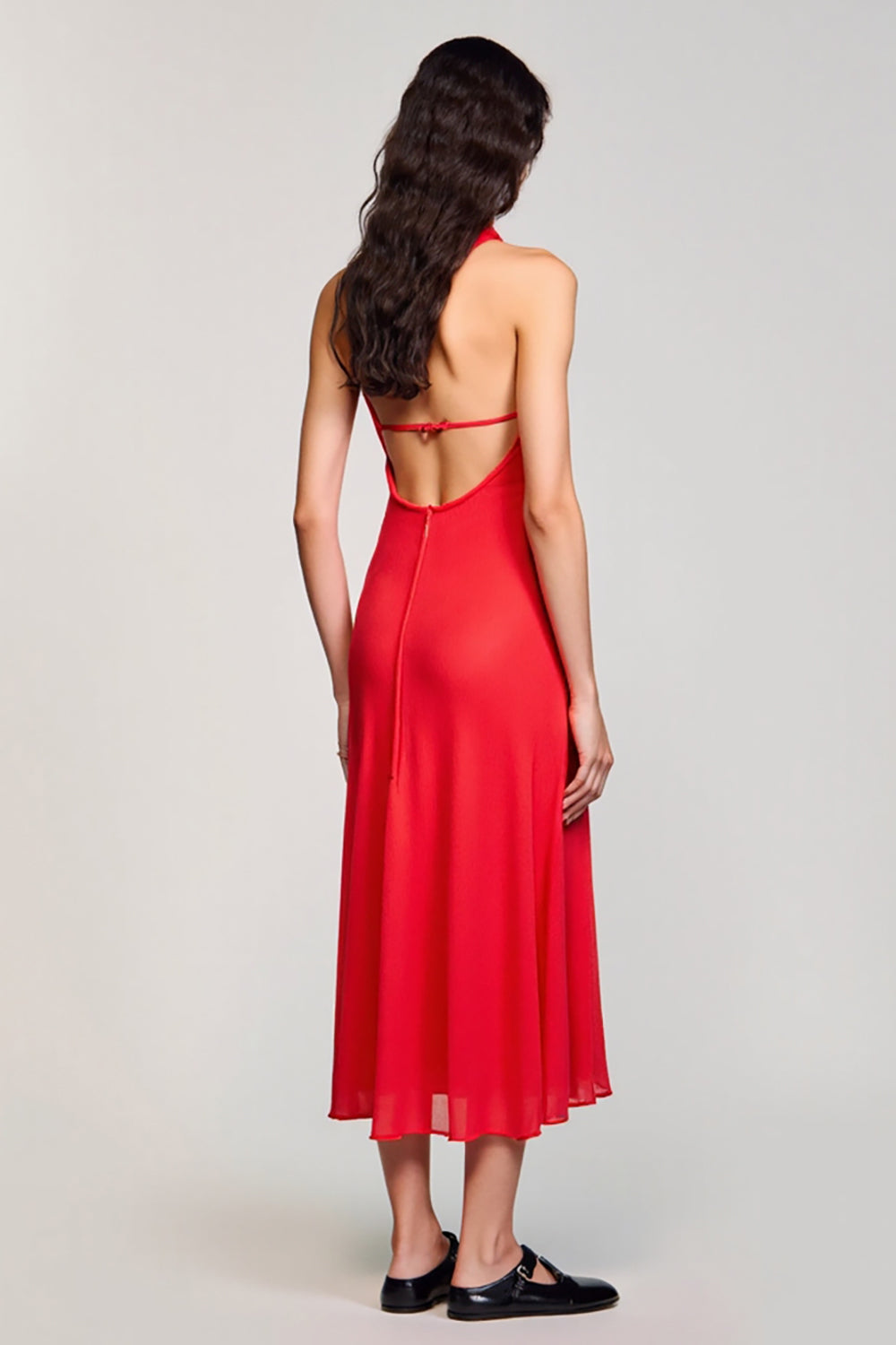 Halter Red Ruched A Line Wedding Guest Dress