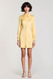 Yellow Satin Short Wedding Guest Dress