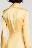 Yellow Satin Short Wedding Guest Dress